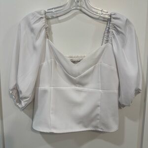 Abercrombie White Puff Sleeve Top